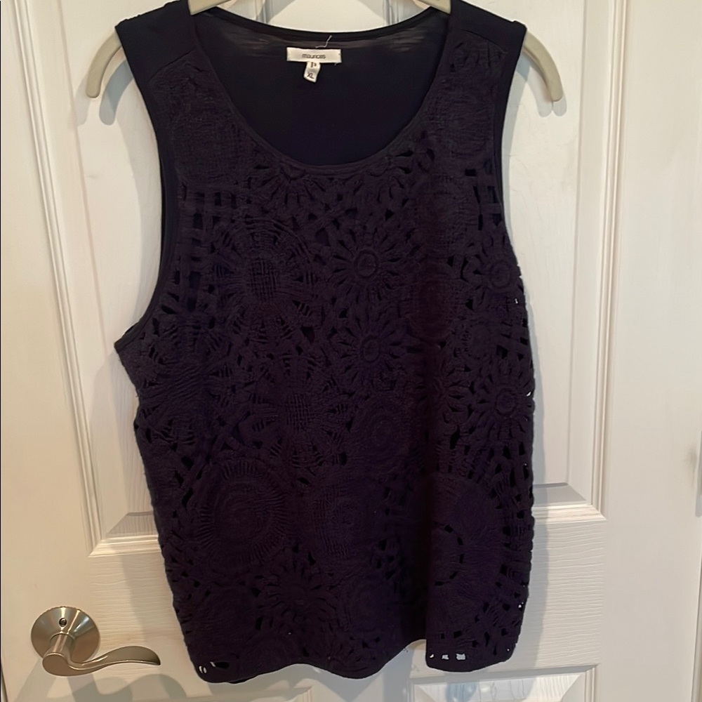 Maurices Navy Crochet Tank Top